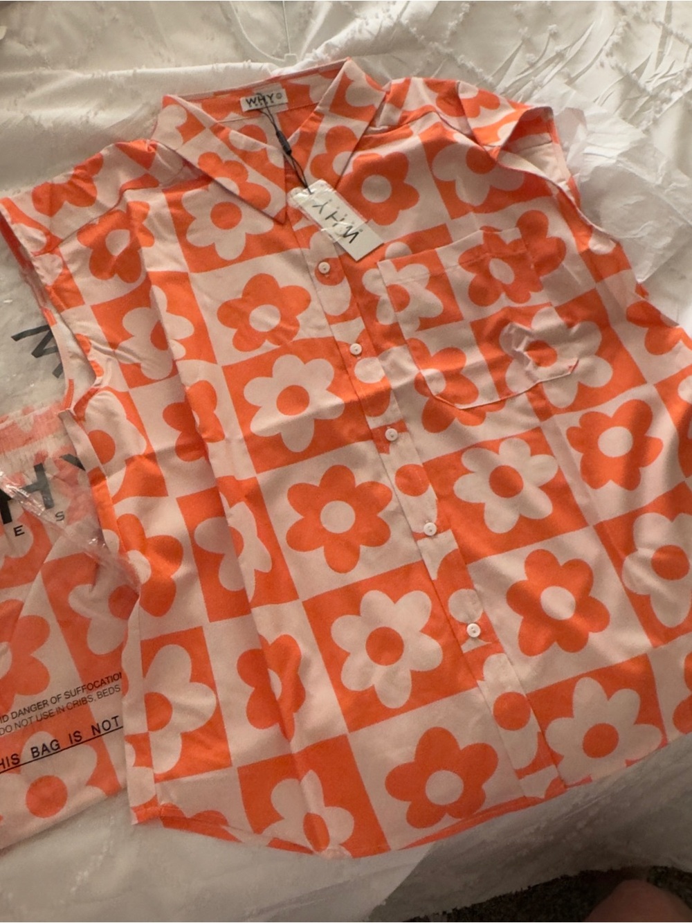 WHY DRESS Floral Orange and White Set L